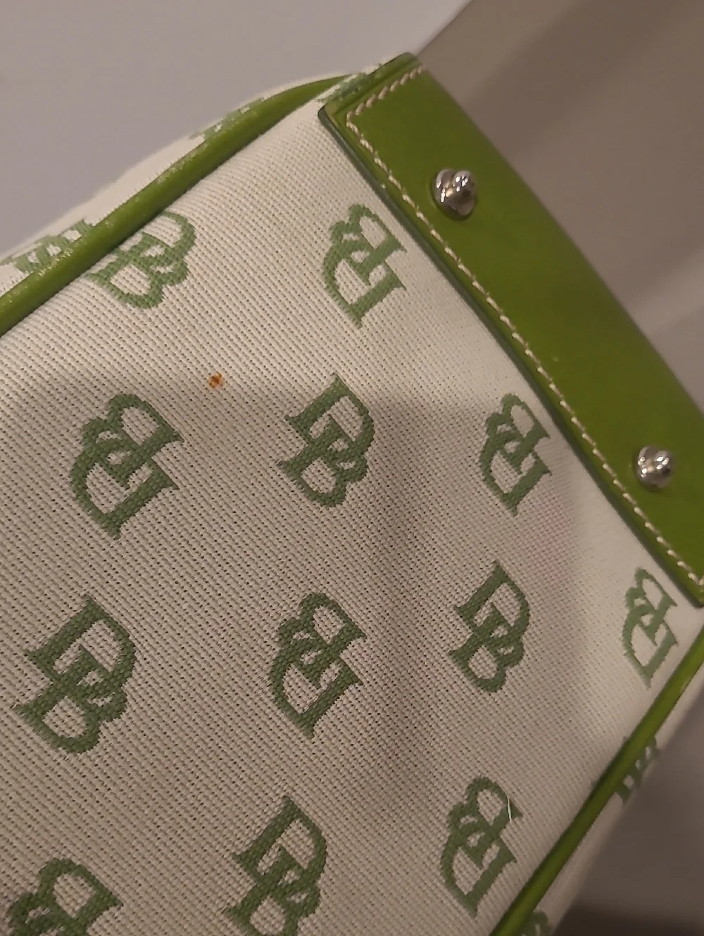 DB Pattern Green Trim Canvas Tote Bag